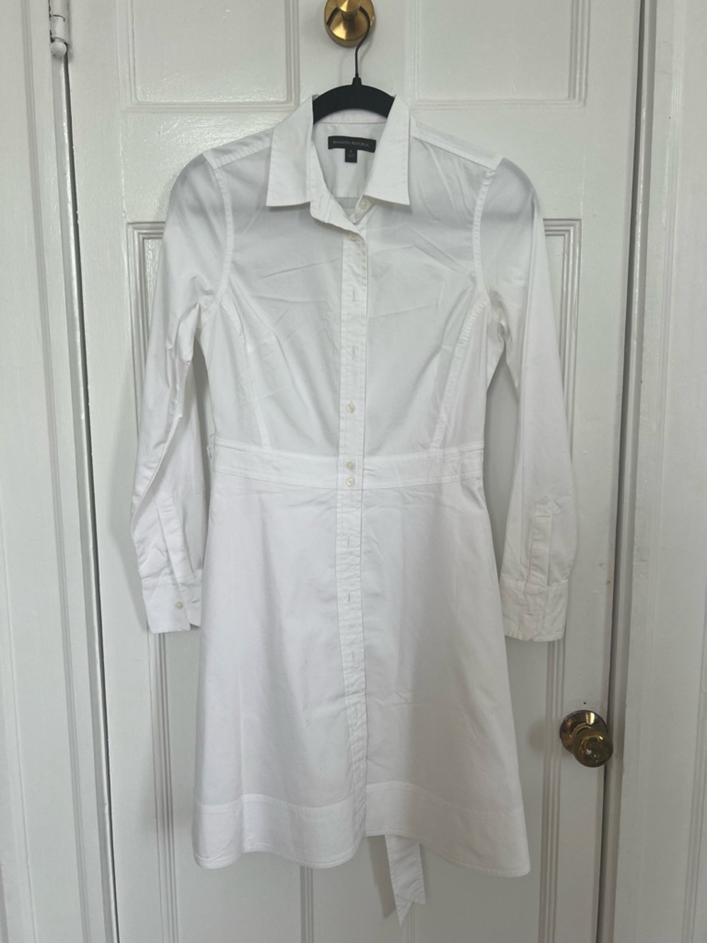 Banana Republic White Long-Sleeve Shirt Dress